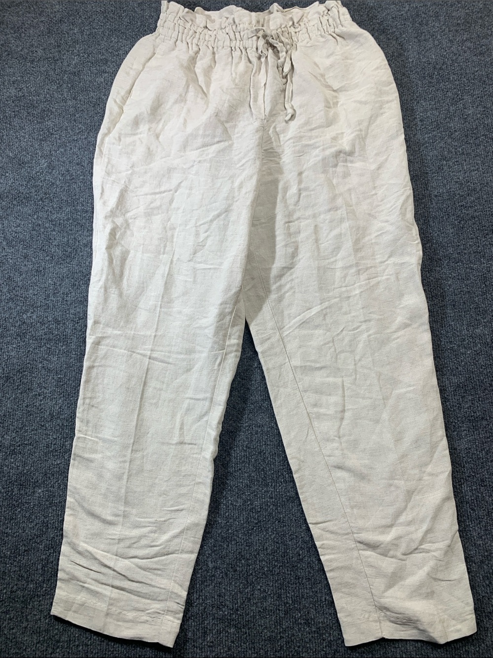 H&M Cream Drawstring Linen-Blend Chinos for Men